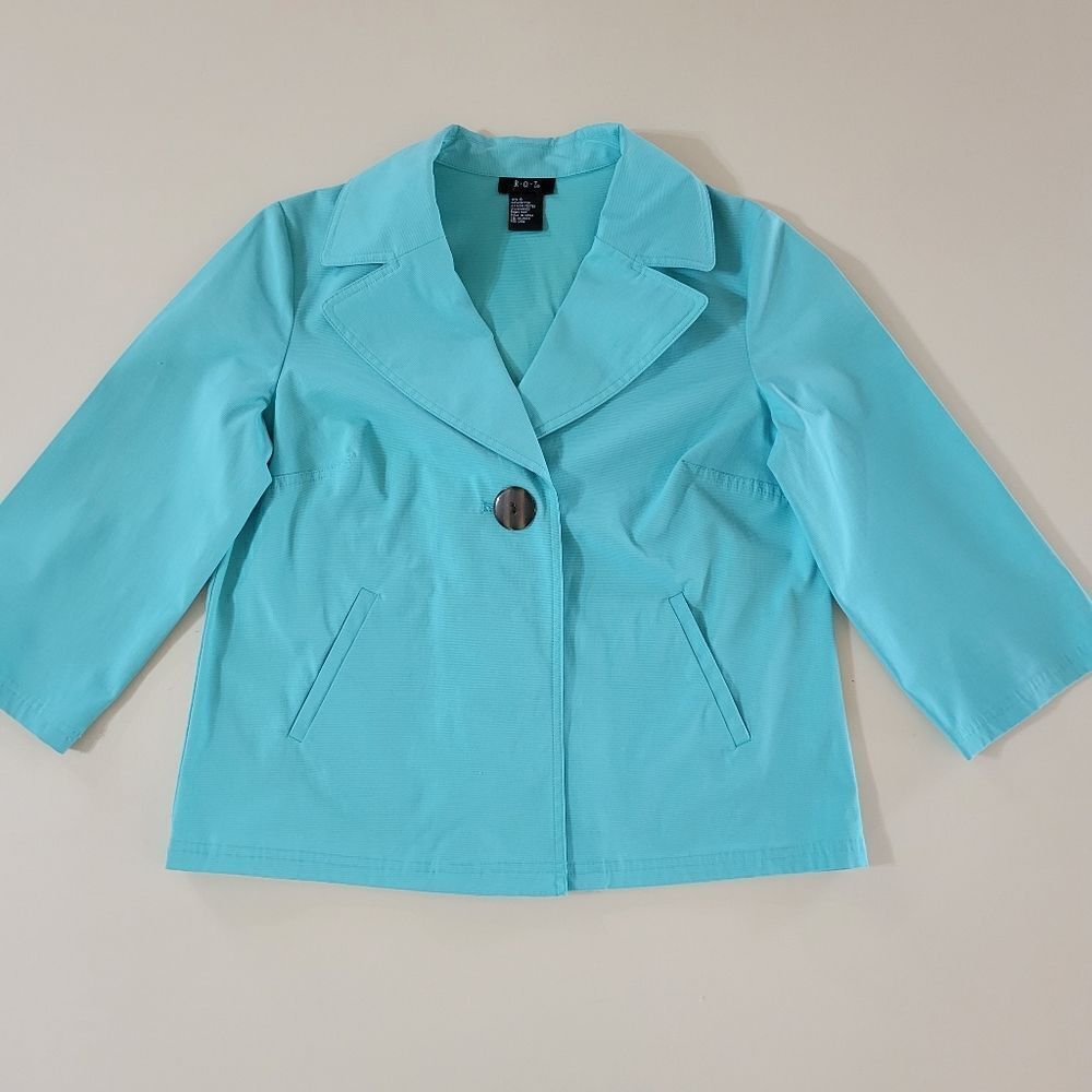RQT Women's Aquamarine Elbow-length  Lined Spring Jacket